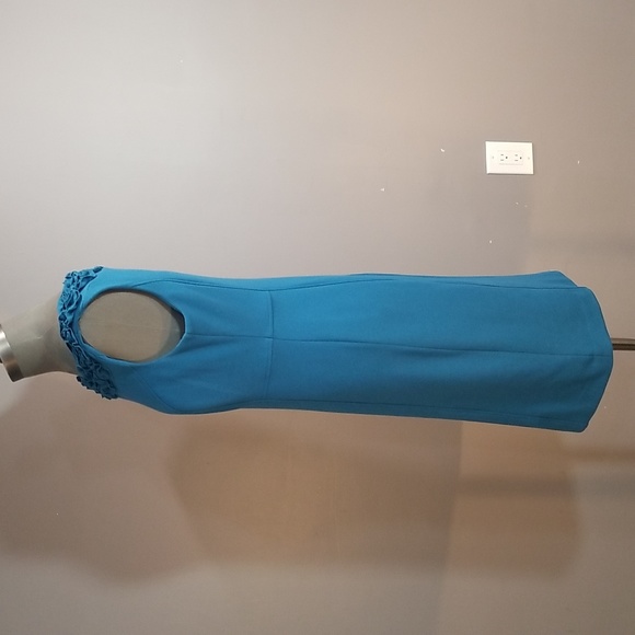 Charter Club teal dress size 10 with phenomenal neckline - Picture 3 of 10